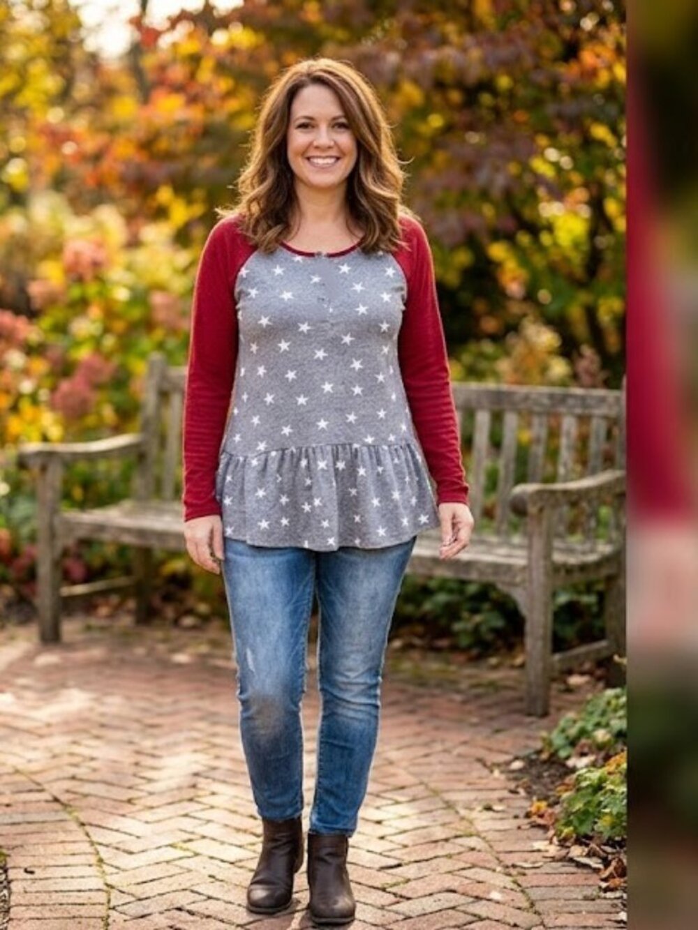Signature Studio Grey Novelty Pullover long sleeve Top Women's Large